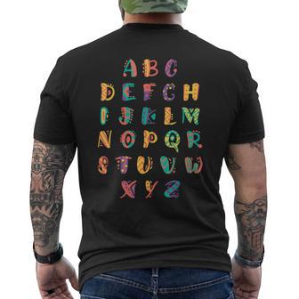 Letras Del Abecedario Del Abecedario Para Comienzo Escolar Camiseta Hombre Estampado Espalda - Regaloses