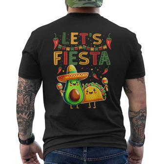 Let's Fiesta Avocado And Tacos Cinco De Mayo Men's T-shirt Back Print | Mazezy