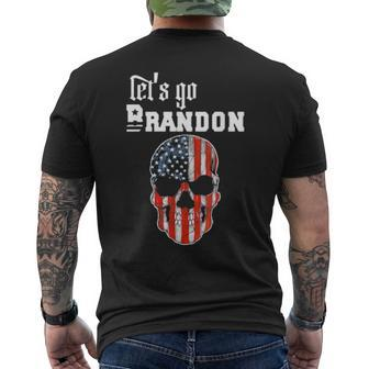 Let’S Go Brandon American Flag Skull Tee Mens Back Print T-shirt | Mazezy