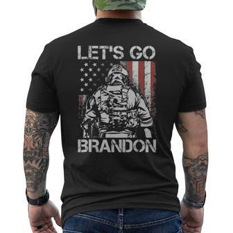 Let’S Go Brandon Veteran Us American Flag Veterans Tee Mens Back Print T-shirt | Mazezy