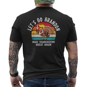 Let's Go Branson Brandon Thanksgiving And Trump Turkey Men's T-shirt Back Print - Monsterry