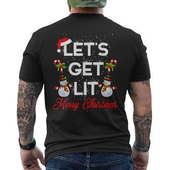 Let's Get Lit Merry Christmas Tree Lights Pajamas Mens Back Print T-shirt - Thegiftio UK
