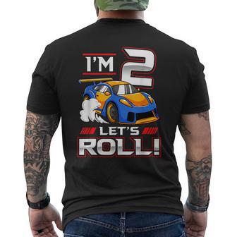 Let's Roll Race Car 2Nd Birthday 2 Year Old Boy Racing Men's T-shirt Back Print - Monsterry UK