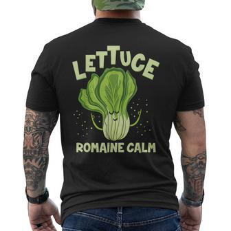 Lettuce Romaine Calm Mindfulness Vegan Yoga Lover Yogi Joke Men's T-shirt Back Print - Monsterry AU