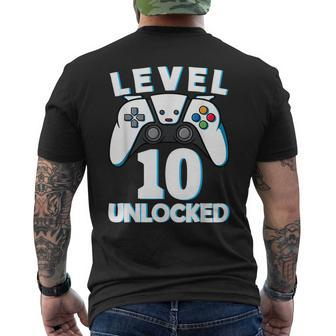 Level 10 Unlocked 10Th Birthday Gaming Gamer Boys Men's T-shirt Back Print - Monsterry