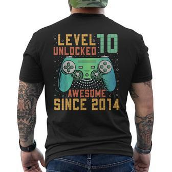 Level 10 Unlocked 10Th Birthday 10 Year Old Gamer Bday Men's T-shirt Back Print - Seseable