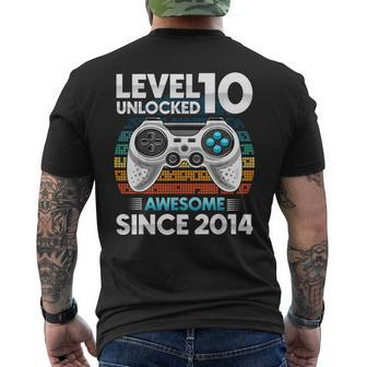 Level 10 Unlocked Awesome Since 2014 10Th Birthday Boys Men's T-shirt Back Print | Mazezy