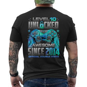 Level 10 Unlocked Awesome Since 2014 10Th Birthday Gaming Men's T-shirt Back Print - Monsterry AU