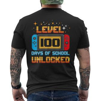 Level 100 Days Of School Unlocked Gamer Boys 100Th Day Men's T-shirt Back Print | Mazezy