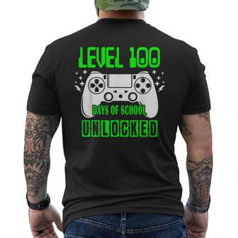 Level 100 Days Of School Unlocked Video Games Boys Gamer Men's T-shirt Back Print - Seseable