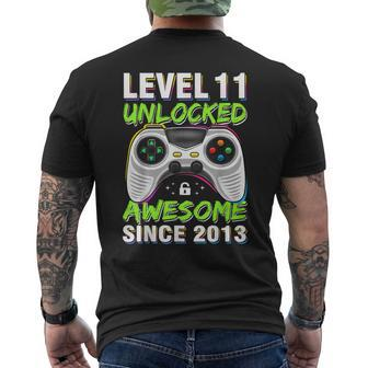 Level 11 Unlocked Awesome Since 2013 11Th Birthday Gaming Bo Men's T-shirt Back Print - Seseable