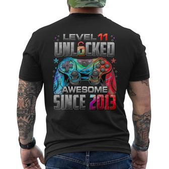 Level 11 Unlocked Awesome Since 2013 11Th Birthday Gaming Men's T-shirt Back Print - Seseable
