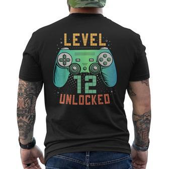 Level 12 Unlocked 12Th Birthday Gamer 12 Year Old Boys Men's T-shirt Back Print - Monsterry