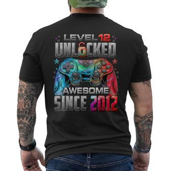 Level 12 Unlocked Awesome Since 2012 12Th Birthday Gaming Men's T-shirt Back Print | Mazezy