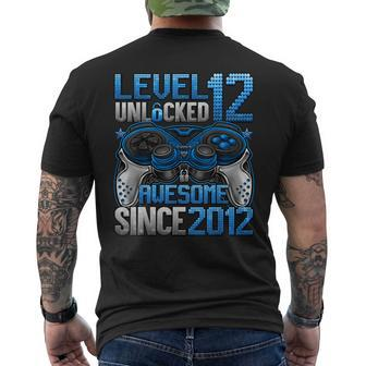 Level 12 Unlocked Awesome Since 2012 12Th Birthday Gaming Men's T-shirt Back Print - Seseable