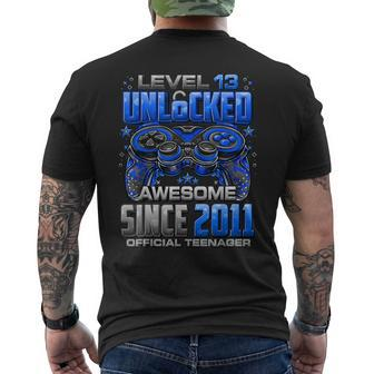Level 13 Unlocked Awesome Since 2011 13Th Birthday Gaming Men's T-shirt Back Print - Seseable