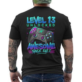 Level 13 Unlocked 13 Years Old Boy Birthday 13Th Birthday Men's T-shirt Back Print - Thegiftio UK