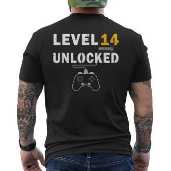 Level 14 Unlocked Birhday Celebrate 14Th Wedding Men's T-shirt Back Print - Seseable
