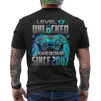 Level 17 Unlocked Awesome Since 2007 17Th Birthday Gaming Men's T-shirt Back Print - Seseable