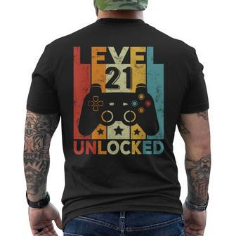 Level 21 Unlocked Gaming Controller 21St Birthday Women Men's T-shirt Back Print - Thegiftio UK