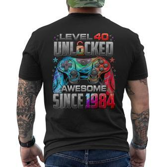 Level 40 Unlocked Awesome Since 1984 40Th Birthday Gaming Men's T-shirt Back Print - Thegiftio UK