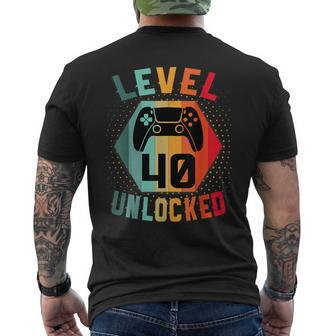 Level 40 Unlocked Birthday Vintage Gamer 40Th Birthday Men's T-shirt Back Print - Monsterry UK