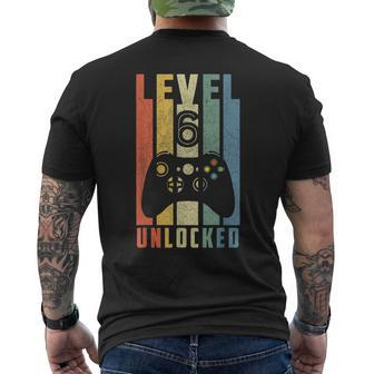 Level 6 Unlocked 6Th Video Gamer Birthday Boy Men's T-shirt Back Print - Monsterry