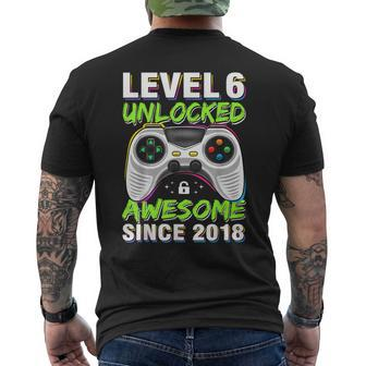 Level 6 Unlocked Awesome Since 2018 6Th Birthday Gaming Boys Men's T-shirt Back Print | Mazezy