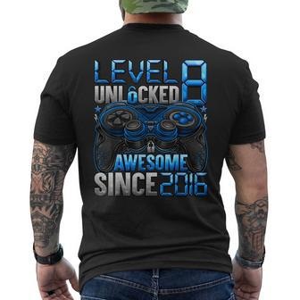 Level 8 Unlocked Awesome Since 2016 8Th Birthday Gaming Men's T-shirt Back Print - Monsterry DE
