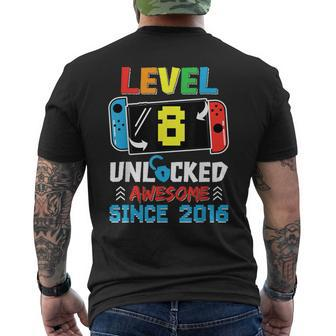 Level 8 Unlocked Awesome Since 2016 Video Game Birthday Men's T-shirt Back Print - Monsterry AU