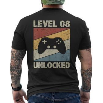 Level 8 Unlocked Video Gamer 8Th Birthday Vintage Men's T-shirt Back Print - Monsterry UK