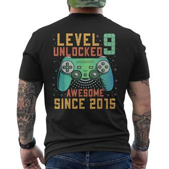 Level 9 Unlocked 9Th Birthday 9 Year Old Gamer Bday Men's T-shirt Back Print - Seseable