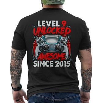 Level 9 Unlocked Awesome Since 2015 9Th Birthday Men's T-shirt Back Print - Seseable