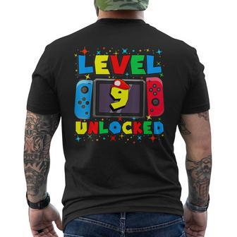 Level 9 Unlocked Gamer 9Th Birthday Video Game Boys Men's T-shirt Back Print - Thegiftio UK