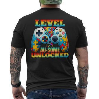 Level Au-Some Unlocked Video Game Controller Autism Men's T-shirt Back Print - Monsterry AU
