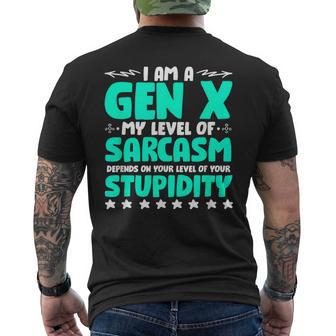 Level Of Sarcasm Humor Generation X Gen X Men's T-shirt Back Print - Seseable