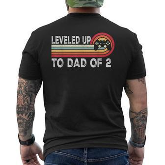 Leveled Up To Dad Of 2 Daddy Again Pregnancy Announcement Men's T-shirt Back Print - Monsterry UK