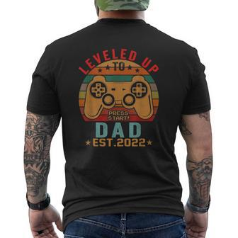 Leveled Up To Dad 2022 Soon To Be Dad Mens Back Print T-shirt | Mazezy
