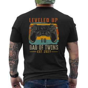 Leveled Up To Dad Of Twins Est 2021 Father's Day Mens Back Print T-shirt | Mazezy UK
