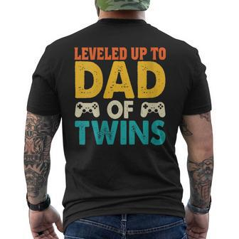 Leveled Up To Dad Of Twins Gaming Fathers Day Men's T-shirt Back Print - Seseable