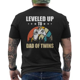Leveled Up To Dad Of Twins Video Gamer Gaming Mens Back Print T-shirt | Mazezy AU