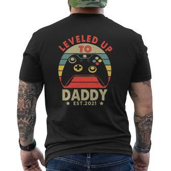 Leveled Up To Daddy 2021 Vintage Promoted To Daddy Est 2021 Ver2 Mens Back Print T-shirt | Mazezy