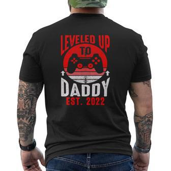 Leveled Up To Daddy Est 2022 Soon To Be Dad Mens Back Print T-shirt | Mazezy