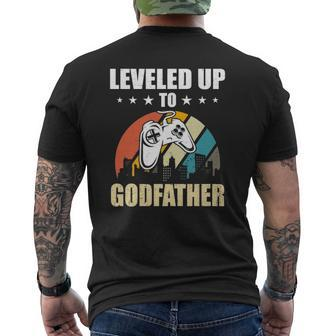 Leveled Up To Godfather Video Gamer Gaming Mens Back Print T-shirt | Mazezy UK