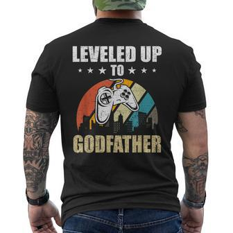 Leveled Up To Godfather Video Gamer Gaming Men's T-shirt Back Print - Monsterry CA