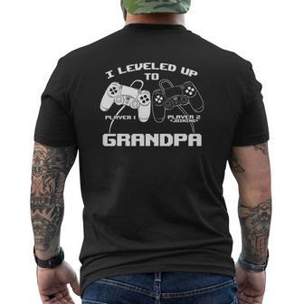I Leveled Up To Grandpa Gaming Baby Gender Announcement Mens Back Print T-shirt | Mazezy