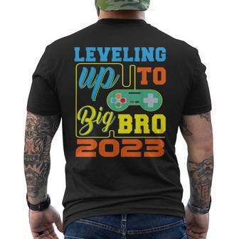 Leveling Up To Big Bro 2023 Pregnancy Announcement Boys Kids Mens Back Print T-shirt - Thegiftio UK