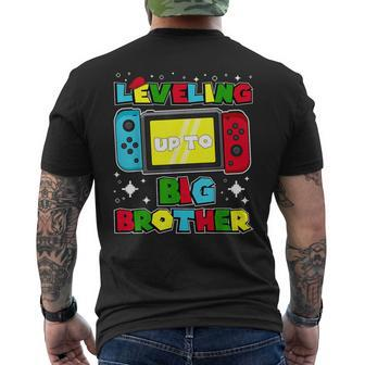 Leveling Up To Big Brother 2024 Gaming Boys Toddler Big Bro Men's T-shirt Back Print - Seseable