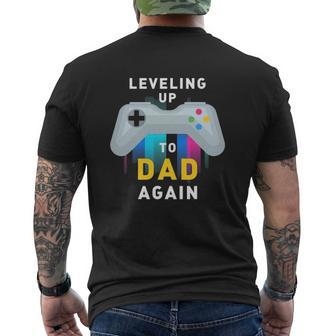 Leveling Up To Dad Again S Gamer Family Mens Back Print T-shirt | Mazezy