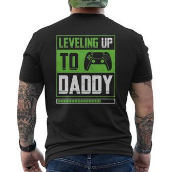 Leveling Up To Daddy Vintage Gamer Pregnancy Announcement Mens Back Print T-shirt | Mazezy